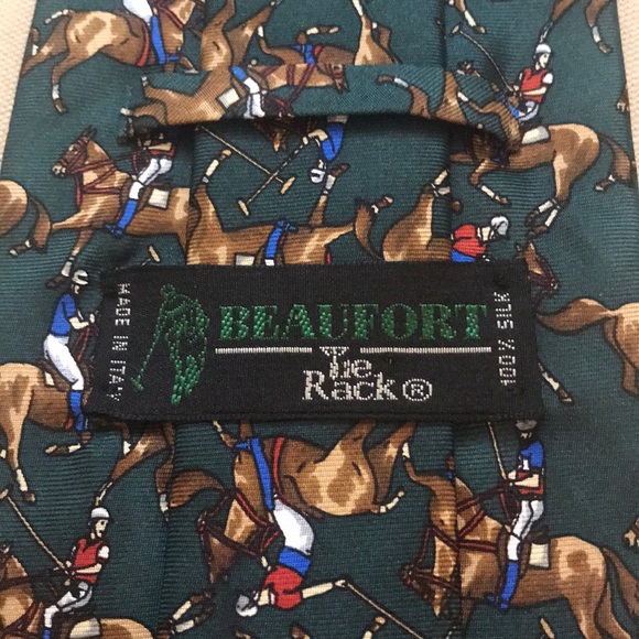 Polo Player 100% Silk made in Italy Green - Picture 3 of 5